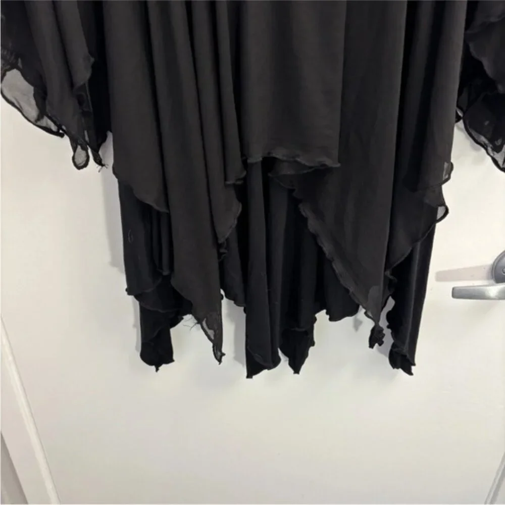 Current Mood Smocked Mesh Mini Dress Black Size Medium Grunge Goth Fairy Witchy - Picture 6 of 8